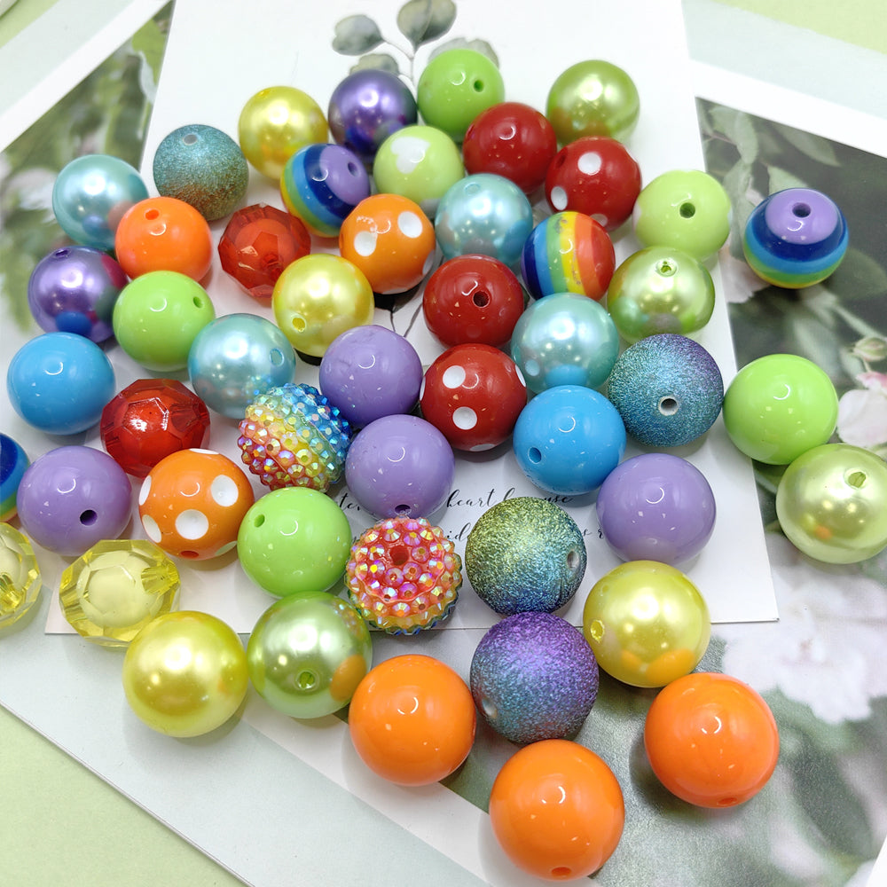 Wholesale 50pcs 20mm Acrylic Mixed Color Beads